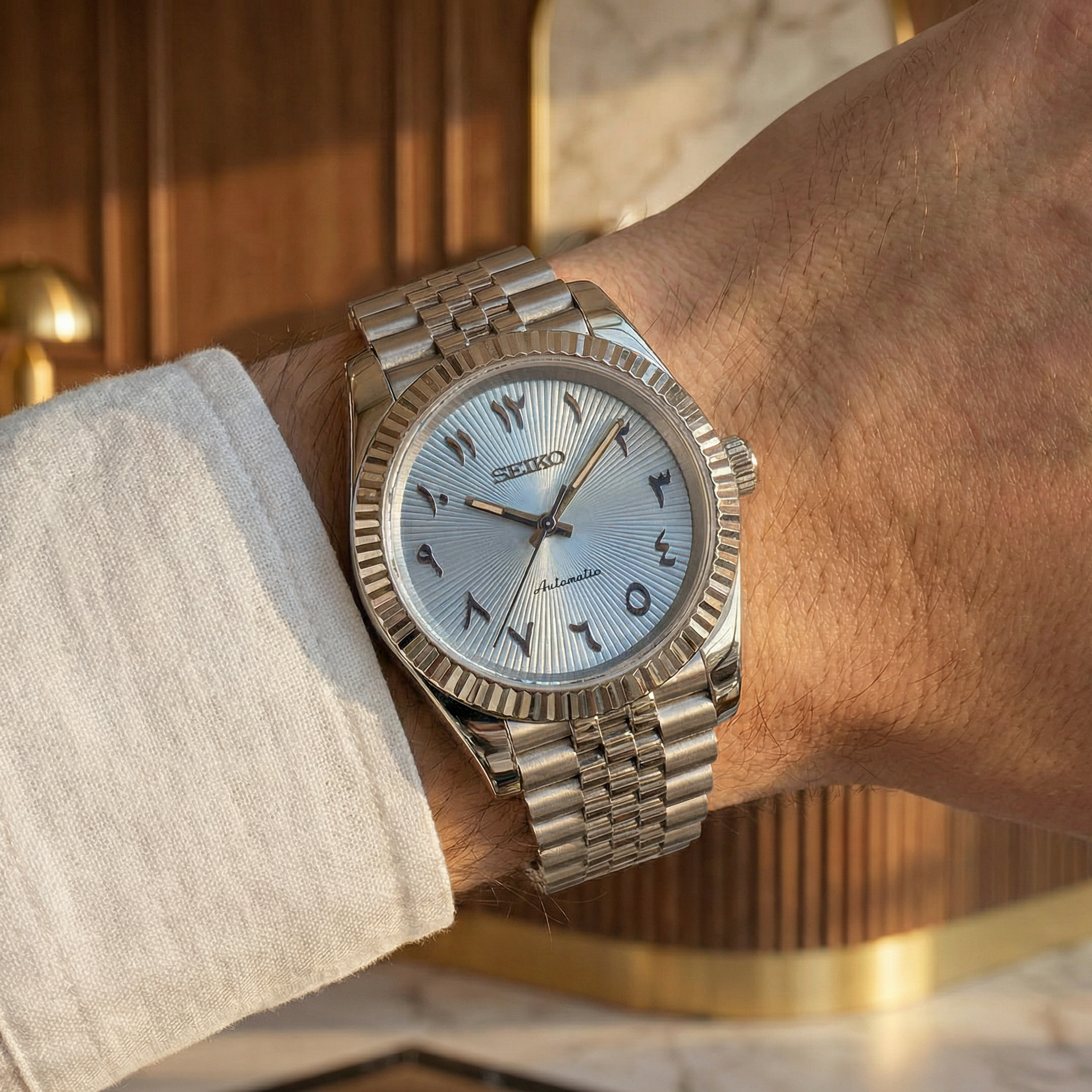 Mod Datejust Arabic Light Blue