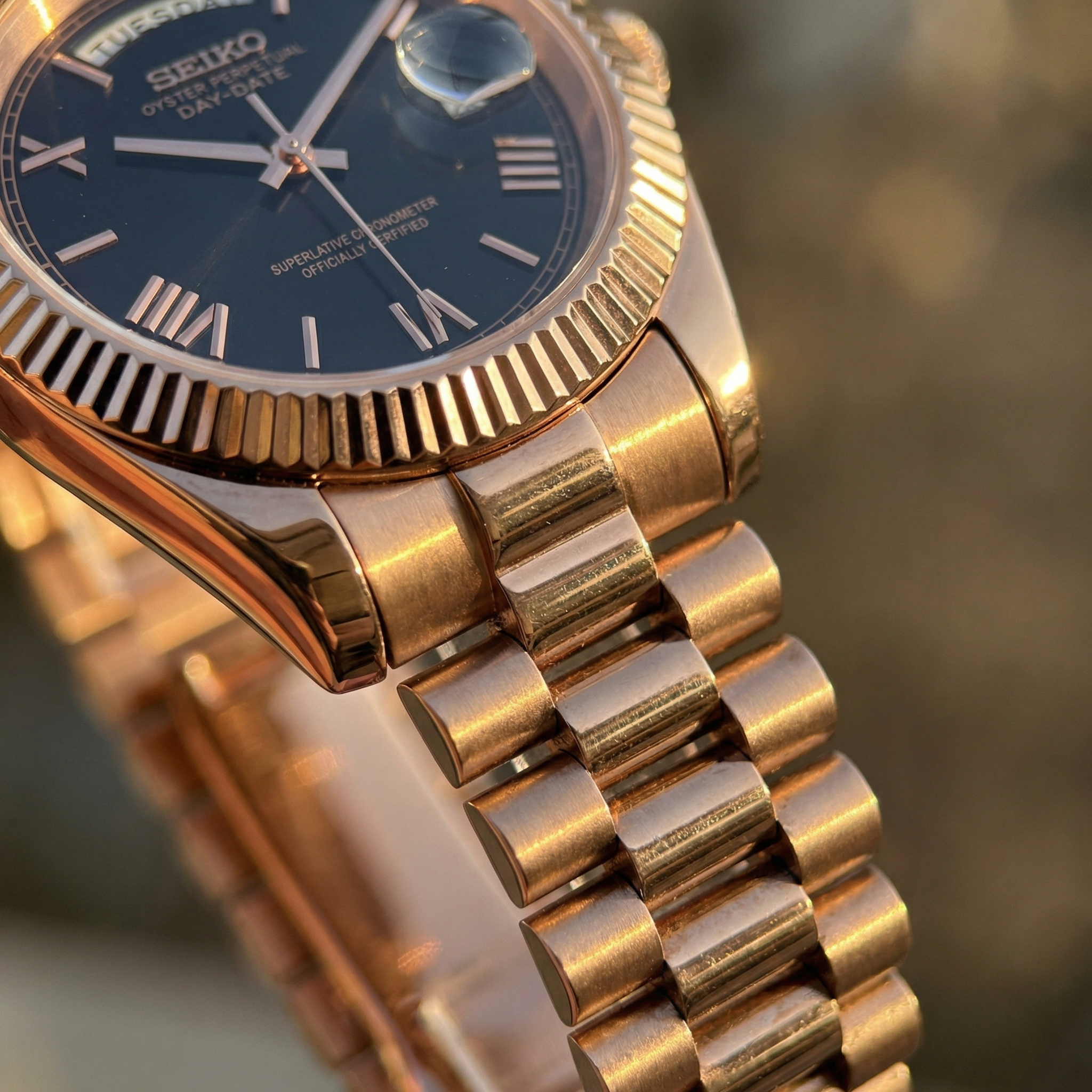 Mod Day-Date Rose Gold Black Dial