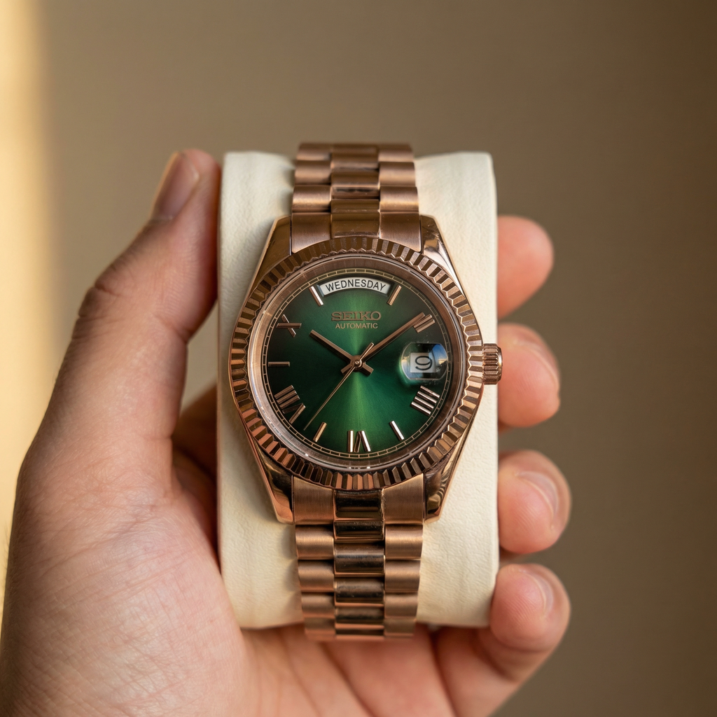 Mod Day-Date Oro Rosa Quadrante Verde Smeraldo