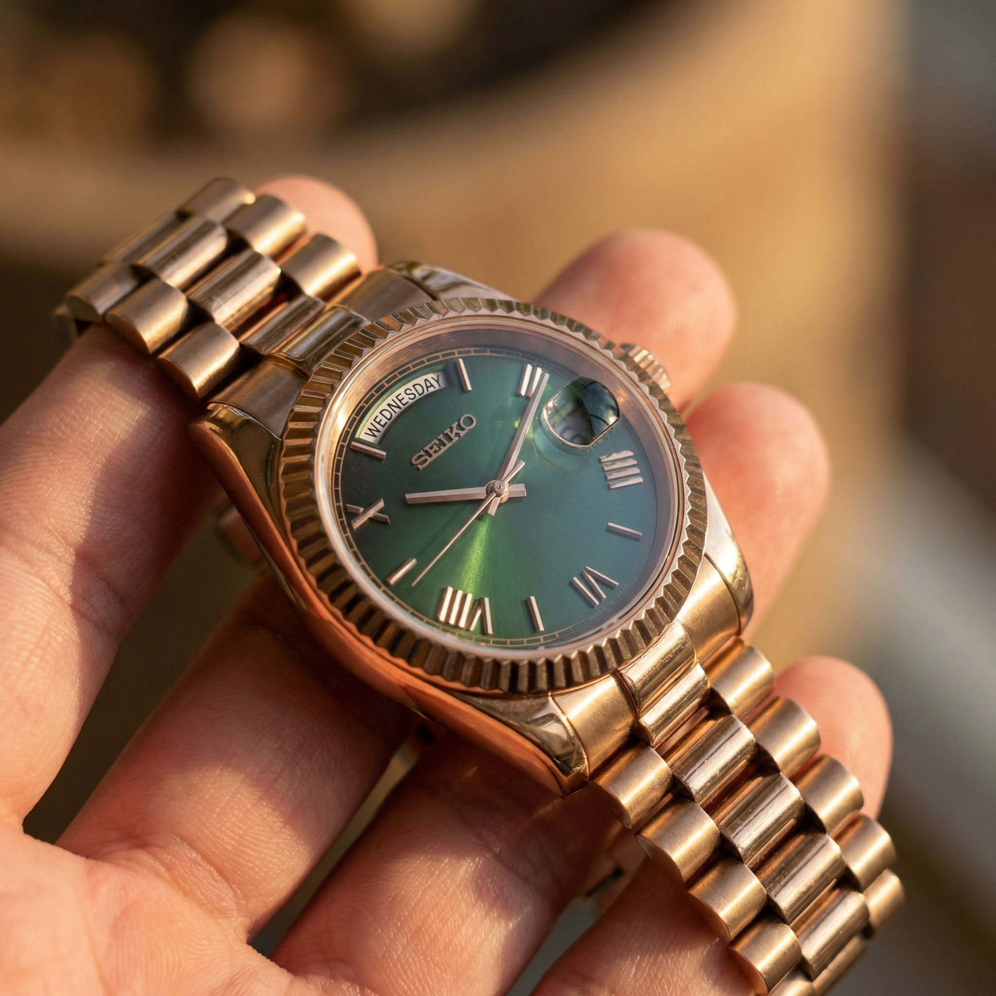 Mod Day-Date Rose Gold Emerald Green Dial